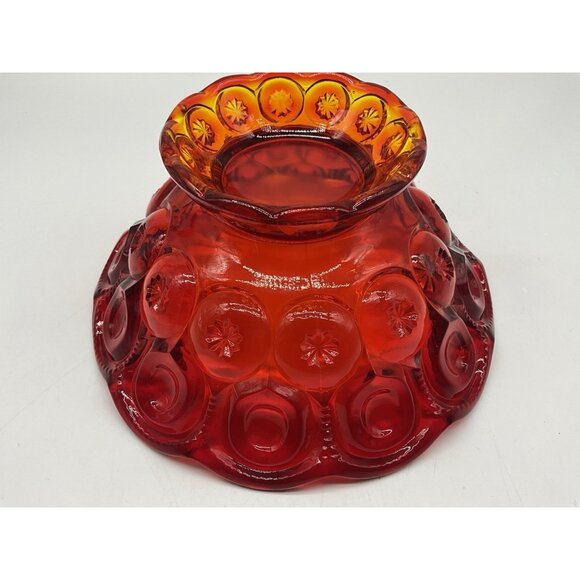 L.E. Smith Vintage Moon and Stars Amberina Red Footed Bowl MCM Collectible - Picture 9 of 10